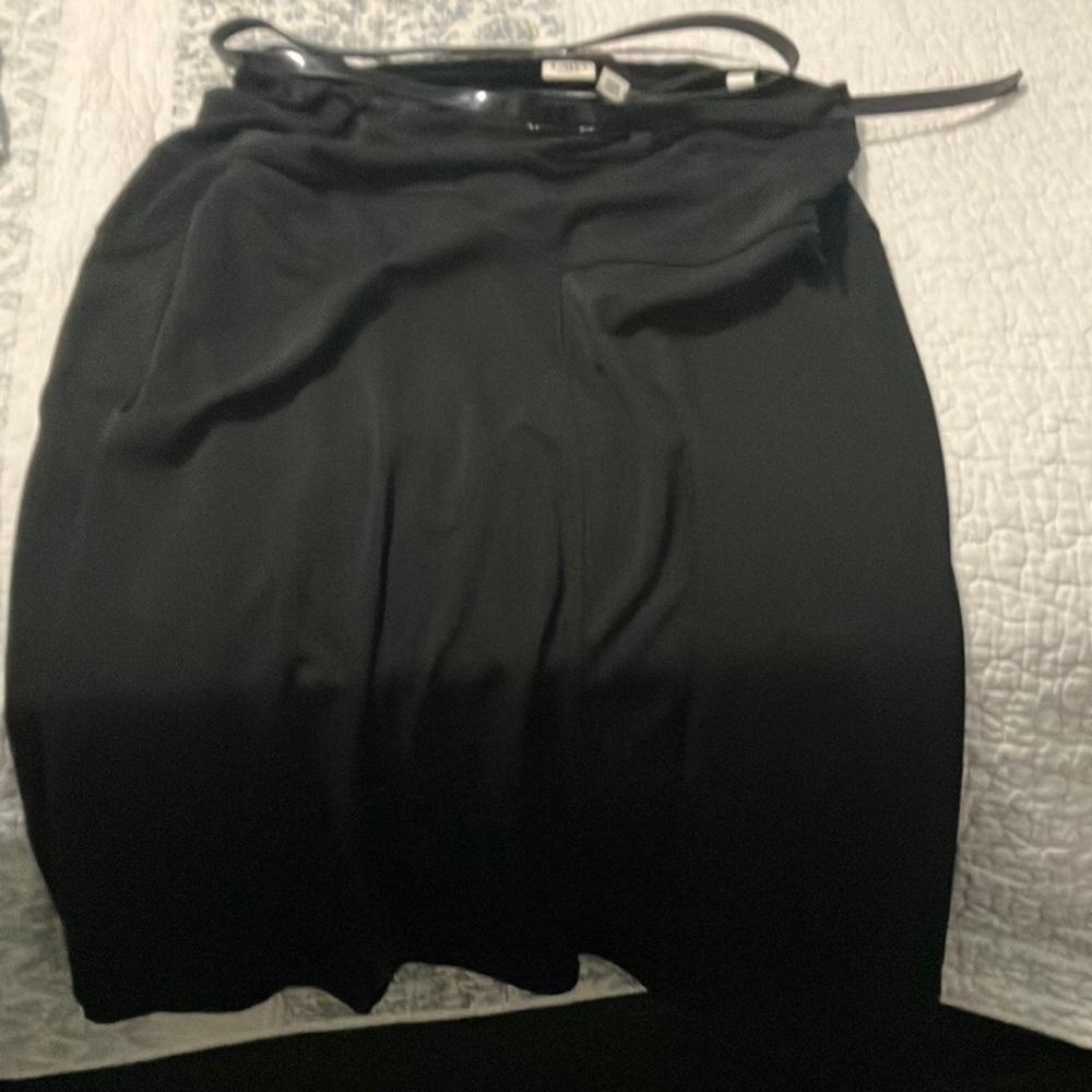 Long black skirt with belt